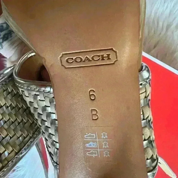 Coach Steffi Heeled Sandals – Natural/Silver, Size 6B High Heels Strap Pumps - Picture 2 of 16